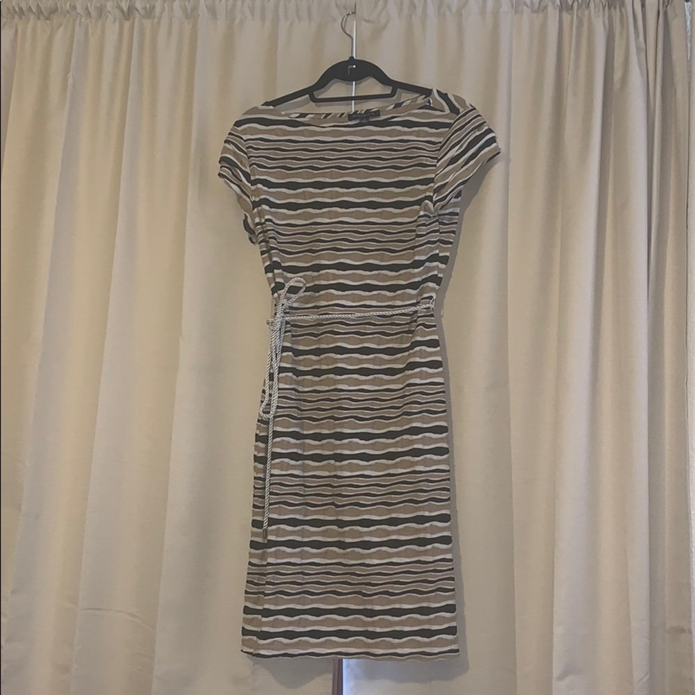Striped dress with tie belt